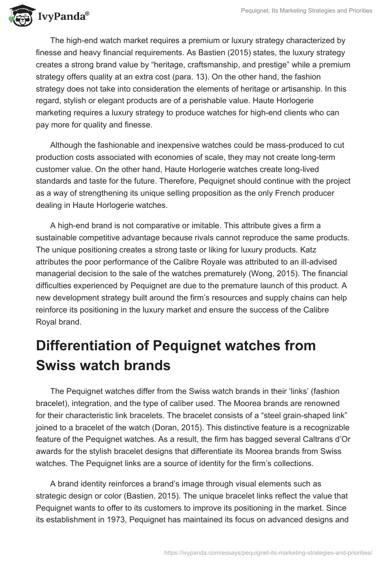 Pequignet, Its Marketing Strategies and Priorities. Page 4