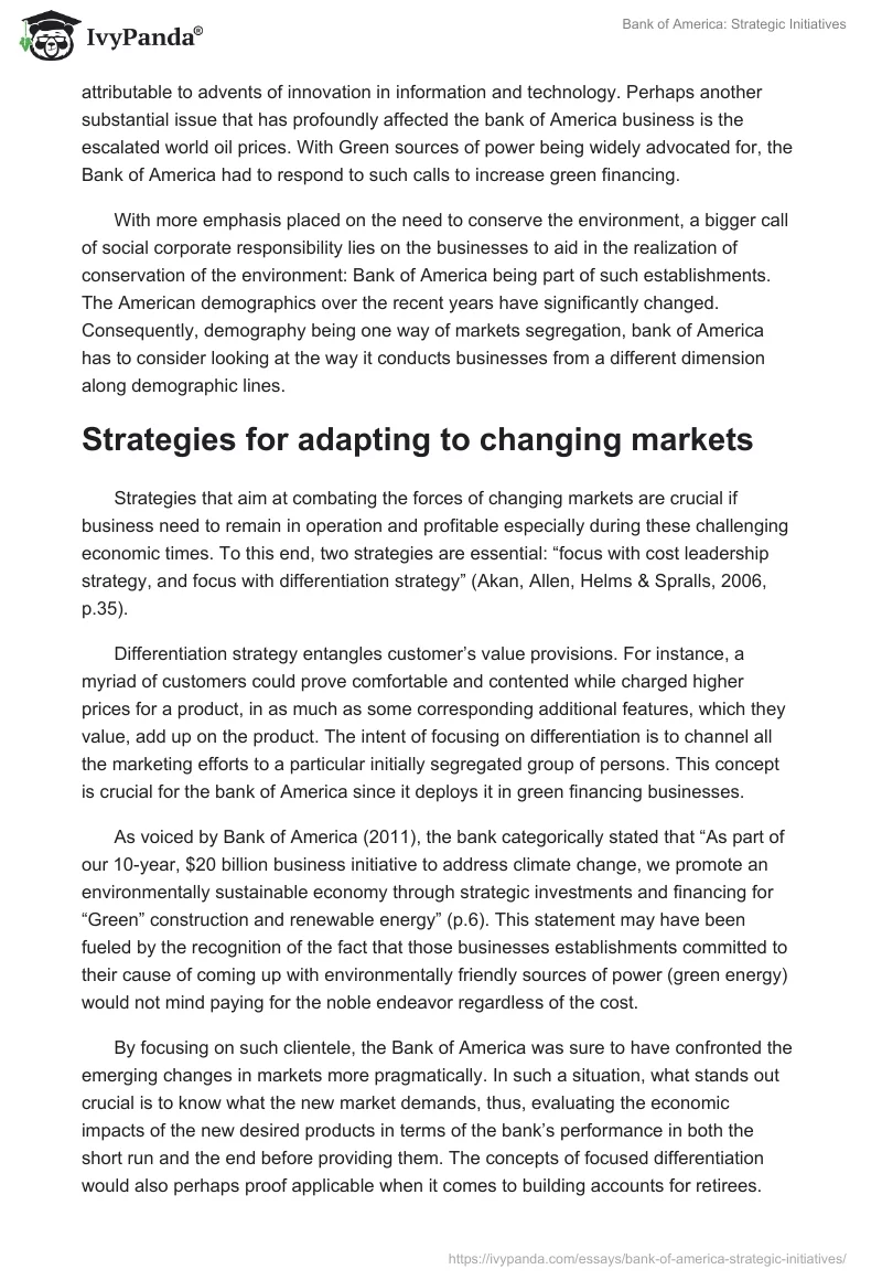 Bank of America: Strategic Initiatives. Page 3