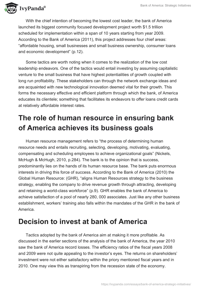 Bank of America: Strategic Initiatives. Page 5