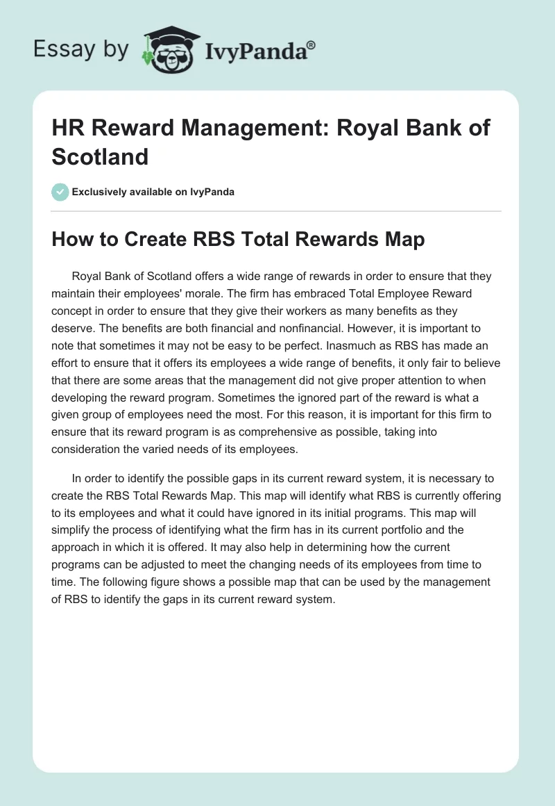 HR Reward Management: Royal Bank of Scotland. Page 1