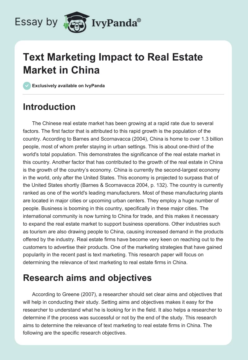 Text Marketing Impact to Real Estate Market in China. Page 1