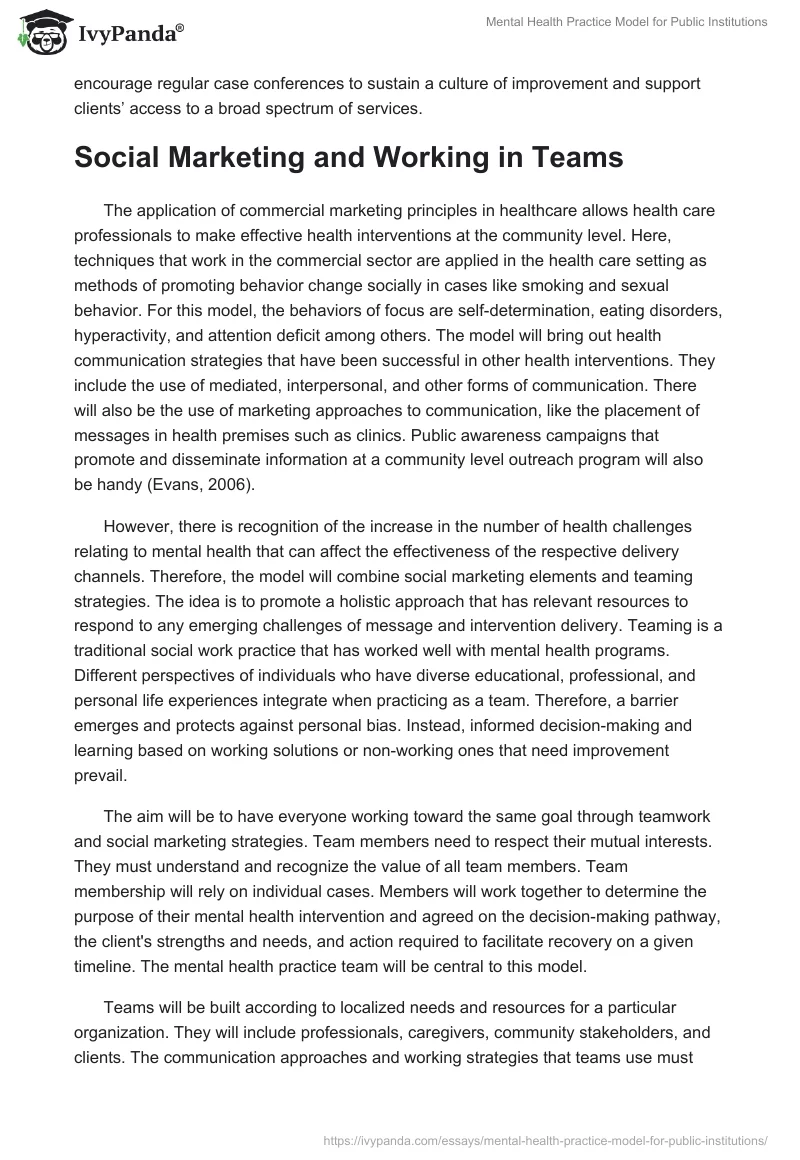Mental Health Practice Model for Public Institutions. Page 4