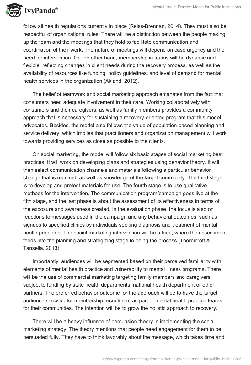 Mental Health Practice Model for Public Institutions. Page 5