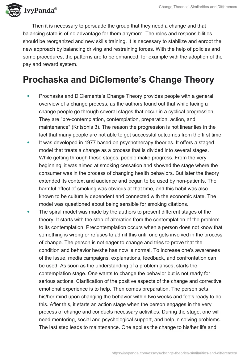 Change Theories' Similarities and Differences. Page 3