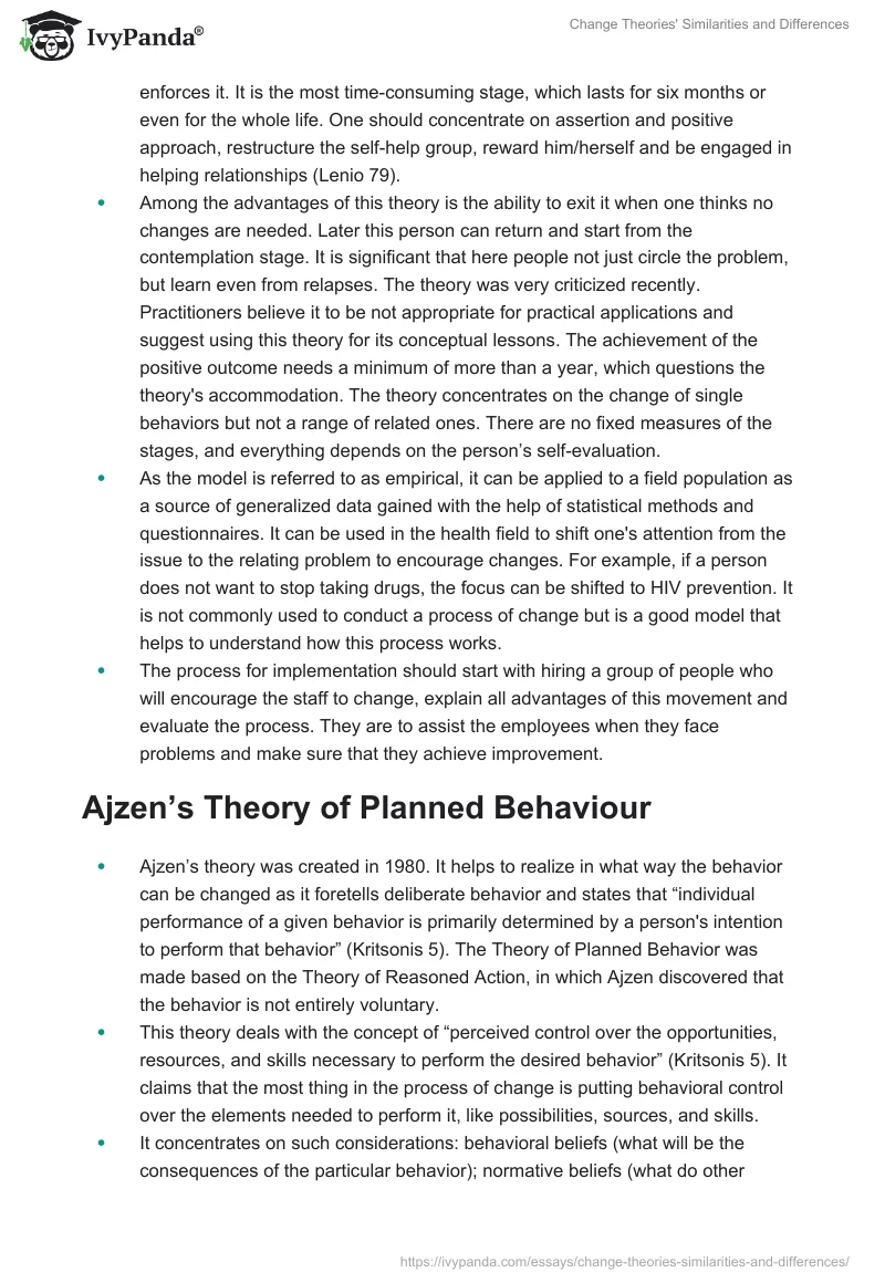 Change Theories' Similarities and Differences. Page 4