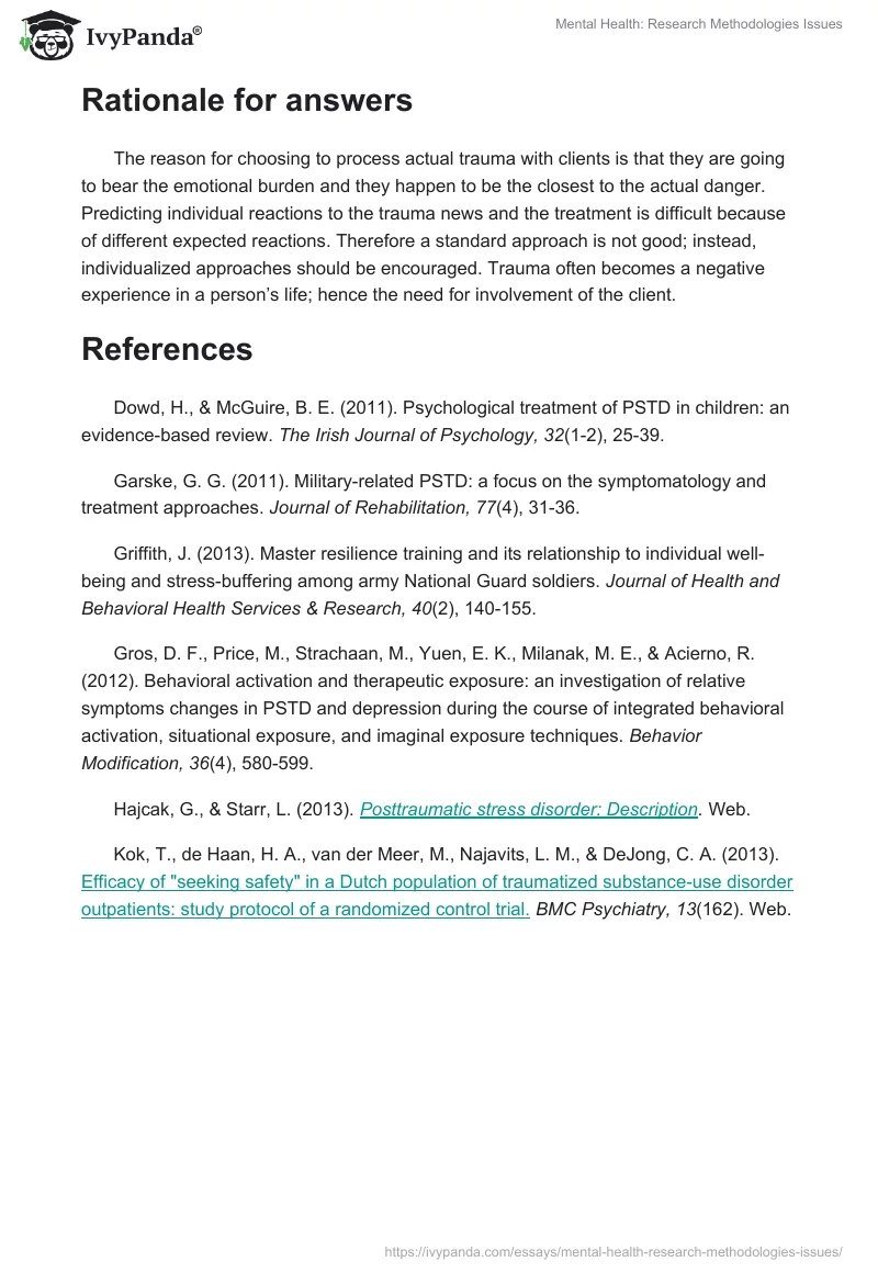 Mental Health: Research Methodologies Issues. Page 5