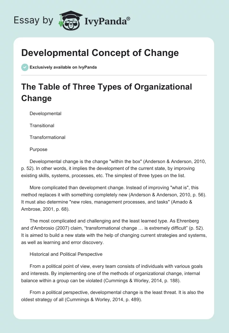 Developmental Concept of Change. Page 1