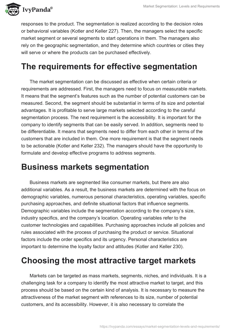 Market Segmentation: Levels and Requirements. Page 2