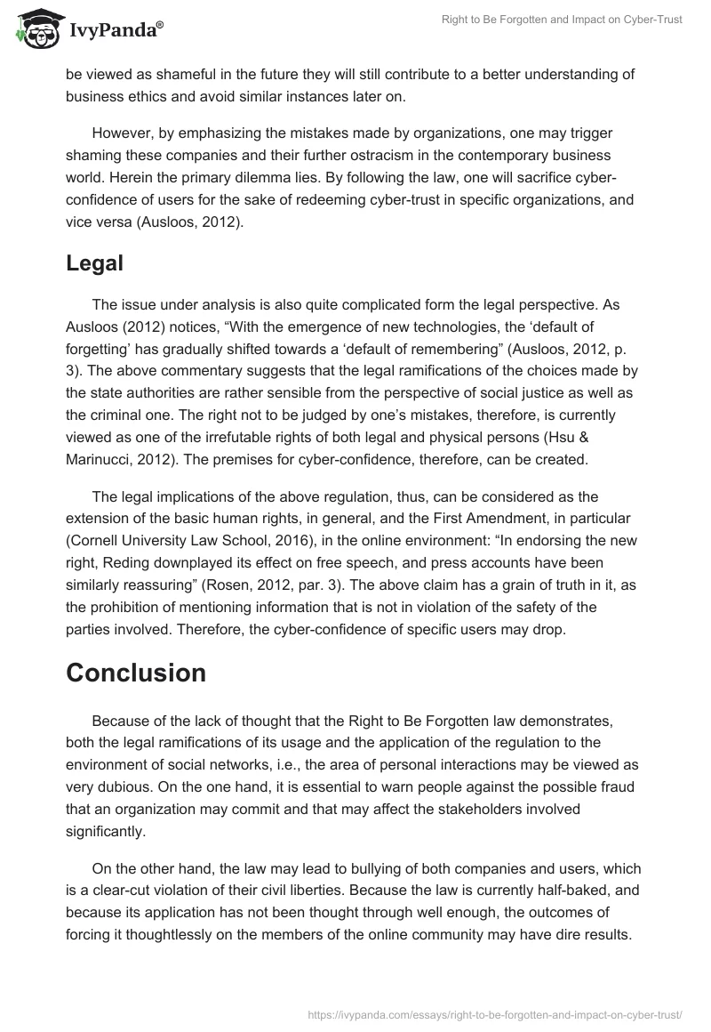 Right to Be Forgotten and Impact on Cyber-Trust. Page 3