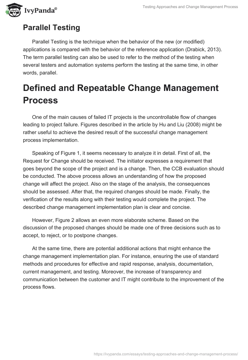 Testing Approaches and Change Management Process. Page 3