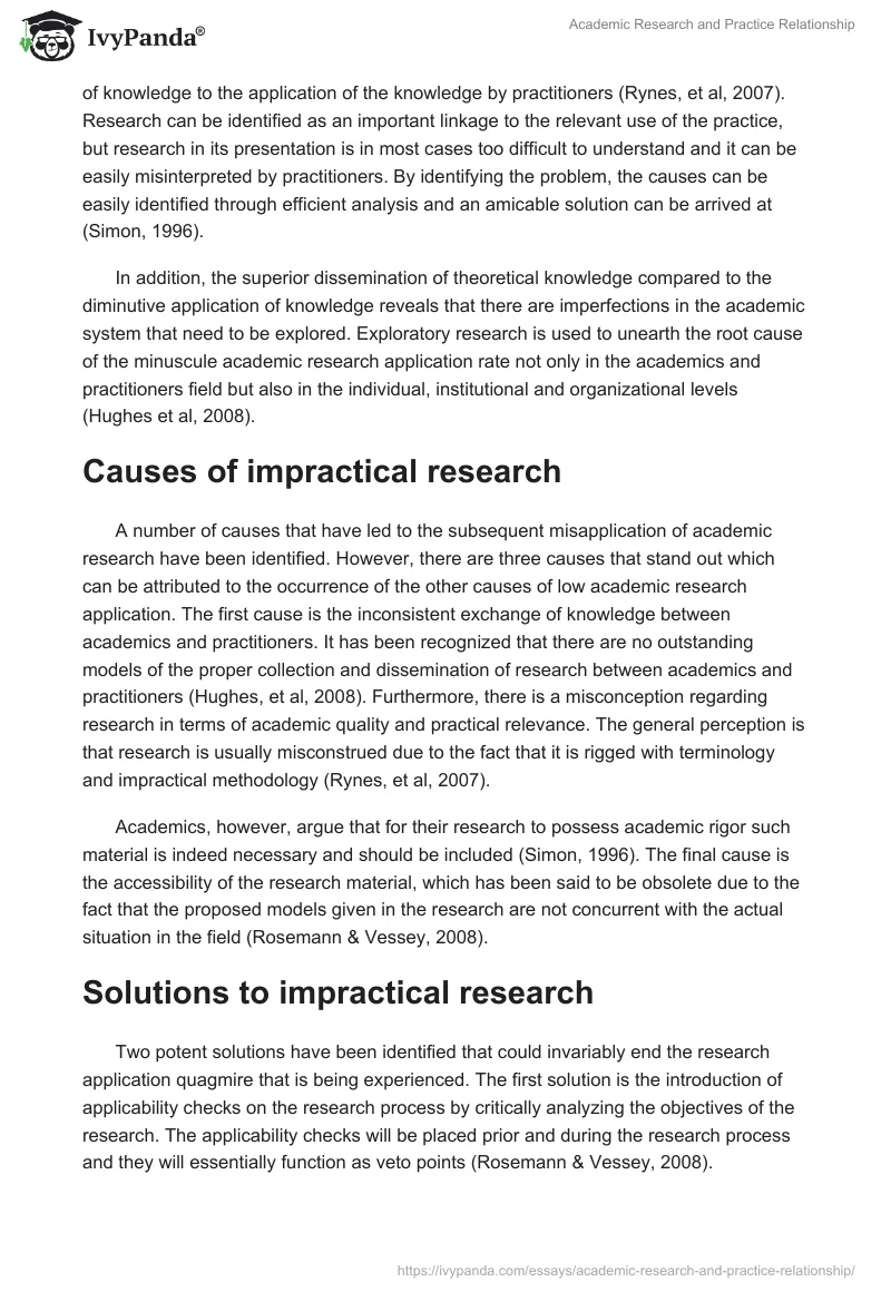 Academic Research and Practice Relationship. Page 2
