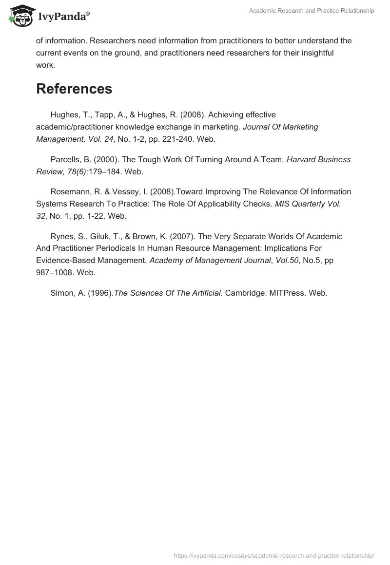 Academic Research and Practice Relationship. Page 4