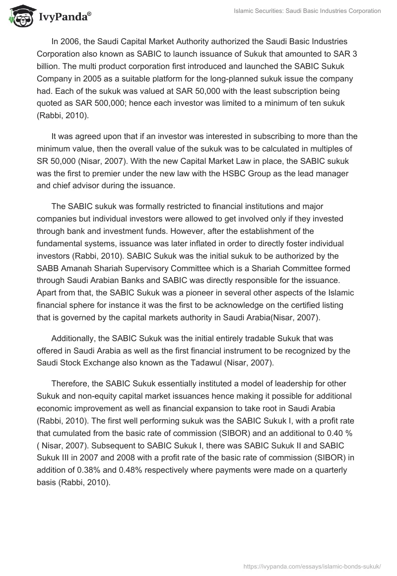 Islamic Securities: Saudi Basic Industries Corporation. Page 4