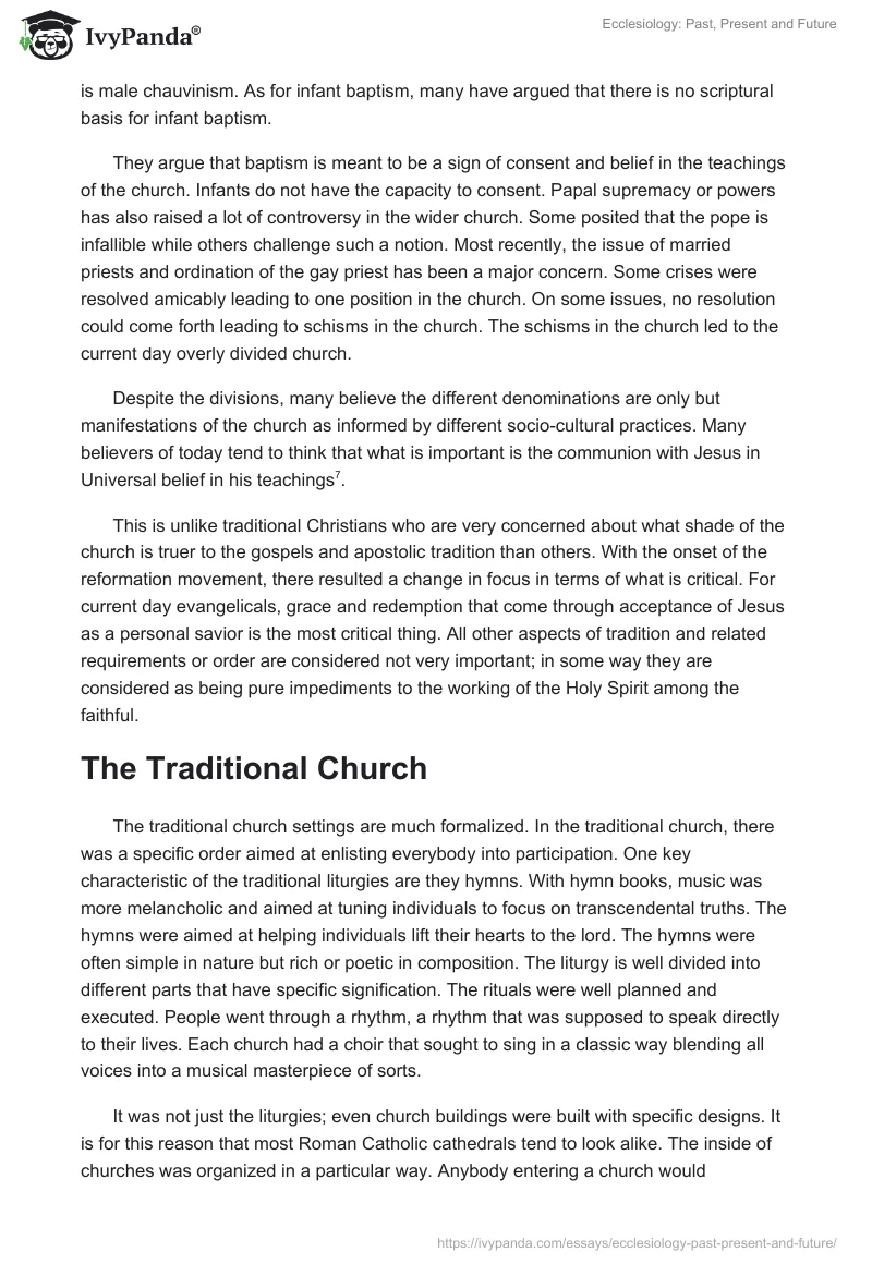 Ecclesiology: Past, Present and Future. Page 4
