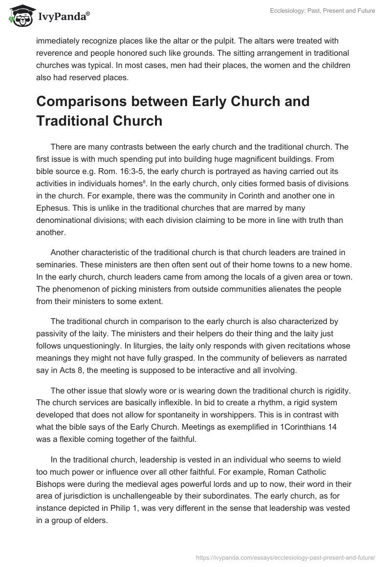 Ecclesiology: Past, Present and Future. Page 5