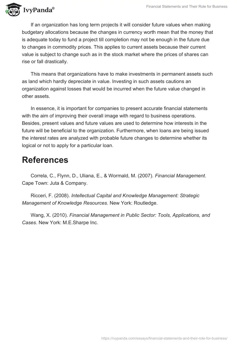 Financial Statements and Their Role for Business. Page 3