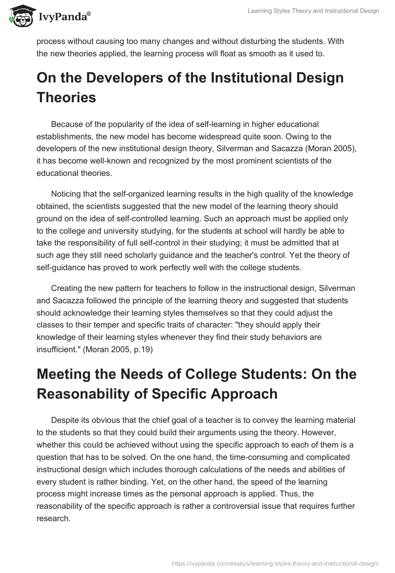 Learning Styles Theory and Instructional Design. Page 2