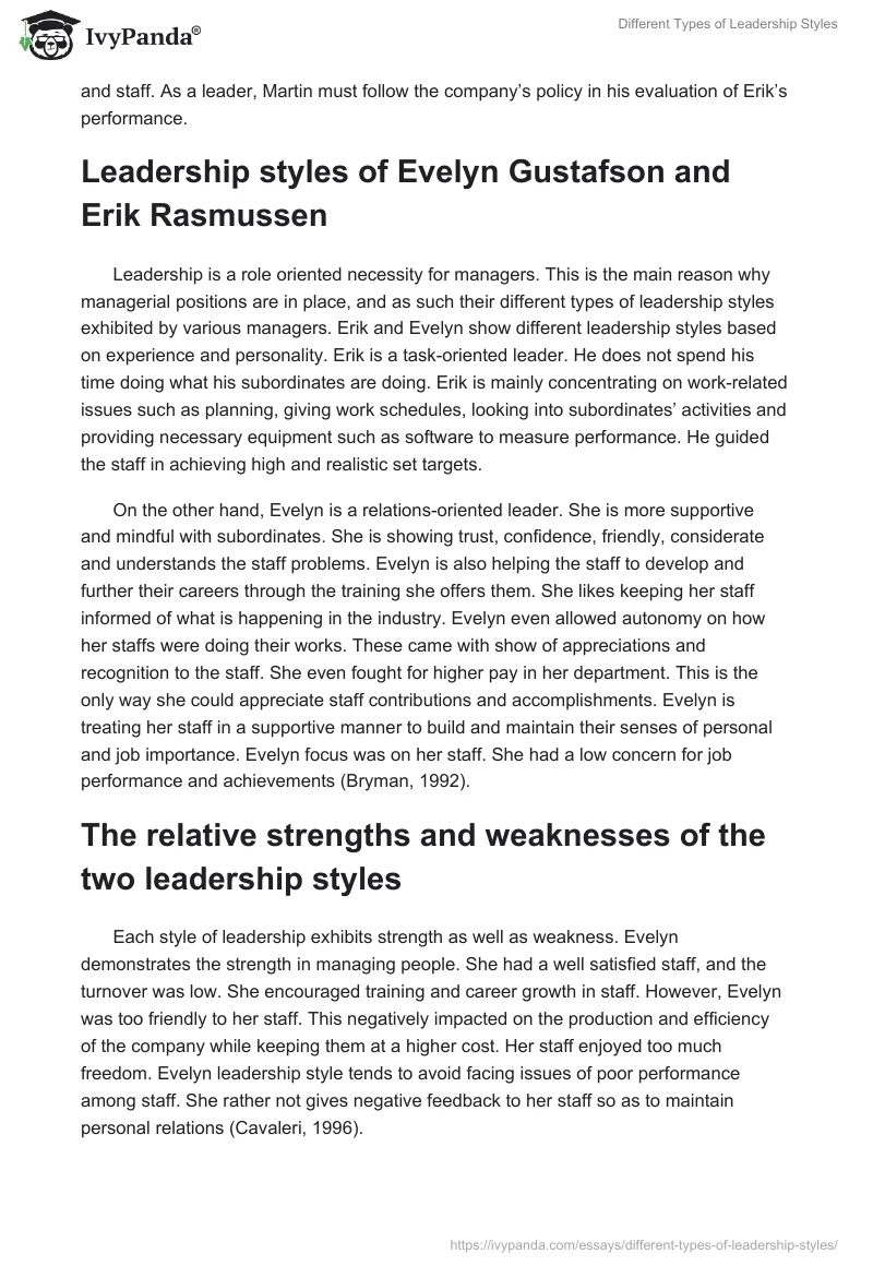 Different Types of Leadership Styles. Page 2