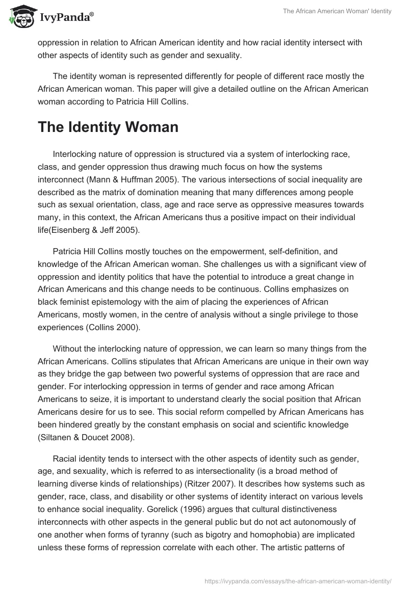 The African American Woman' Identity. Page 2