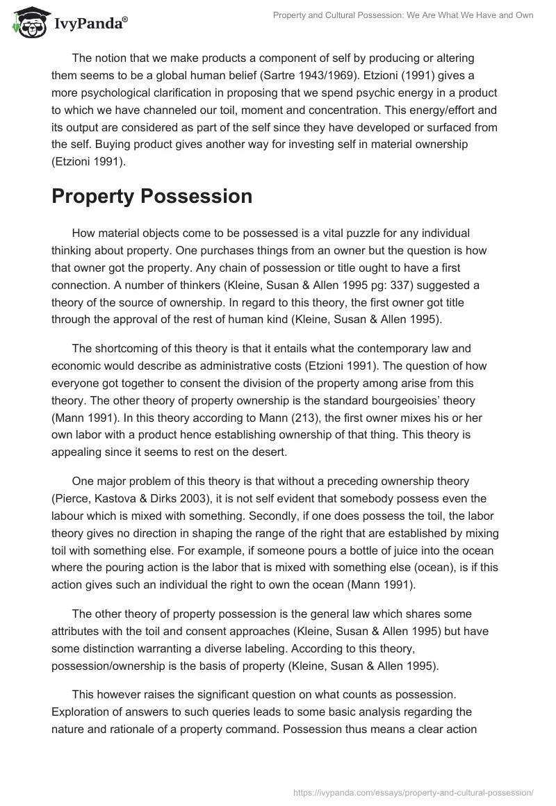 Property and Cultural Possession: We Are What We Have and Own. Page 2