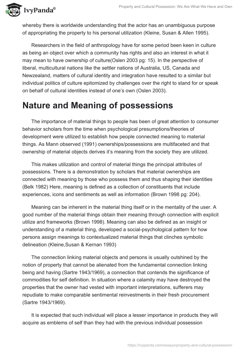 Property and Cultural Possession: We Are What We Have and Own. Page 3