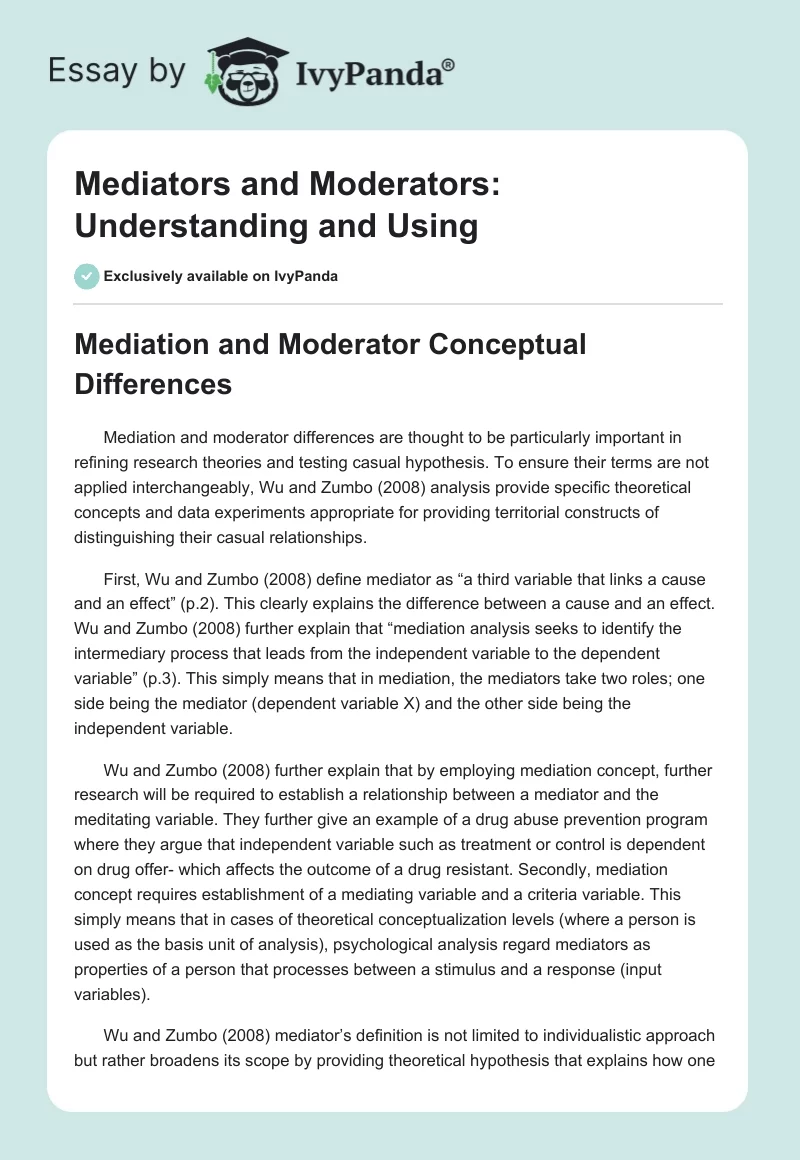 Mediators and Moderators: Understanding and Using. Page 1