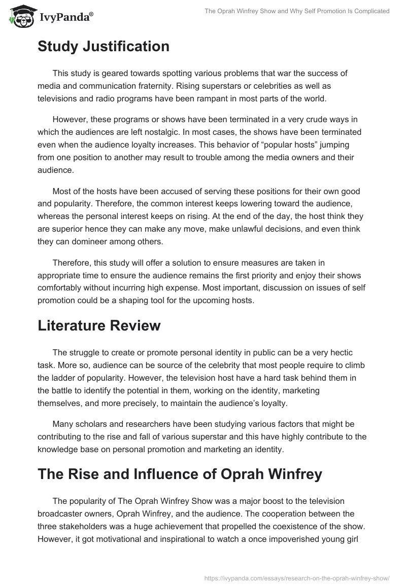 The Oprah Winfrey Show and Why Self Promotion Is Complicated. Page 3