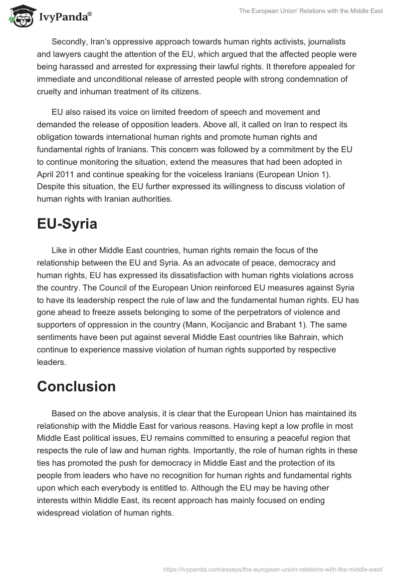 The European Union' Relations with the Middle East. Page 5