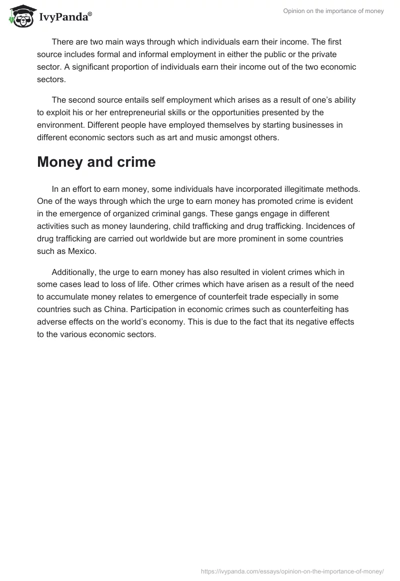 Opinion on the Importance of Money. Page 2
