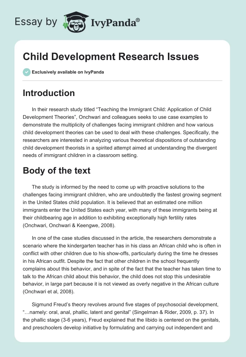 Child Development Research Issues. Page 1