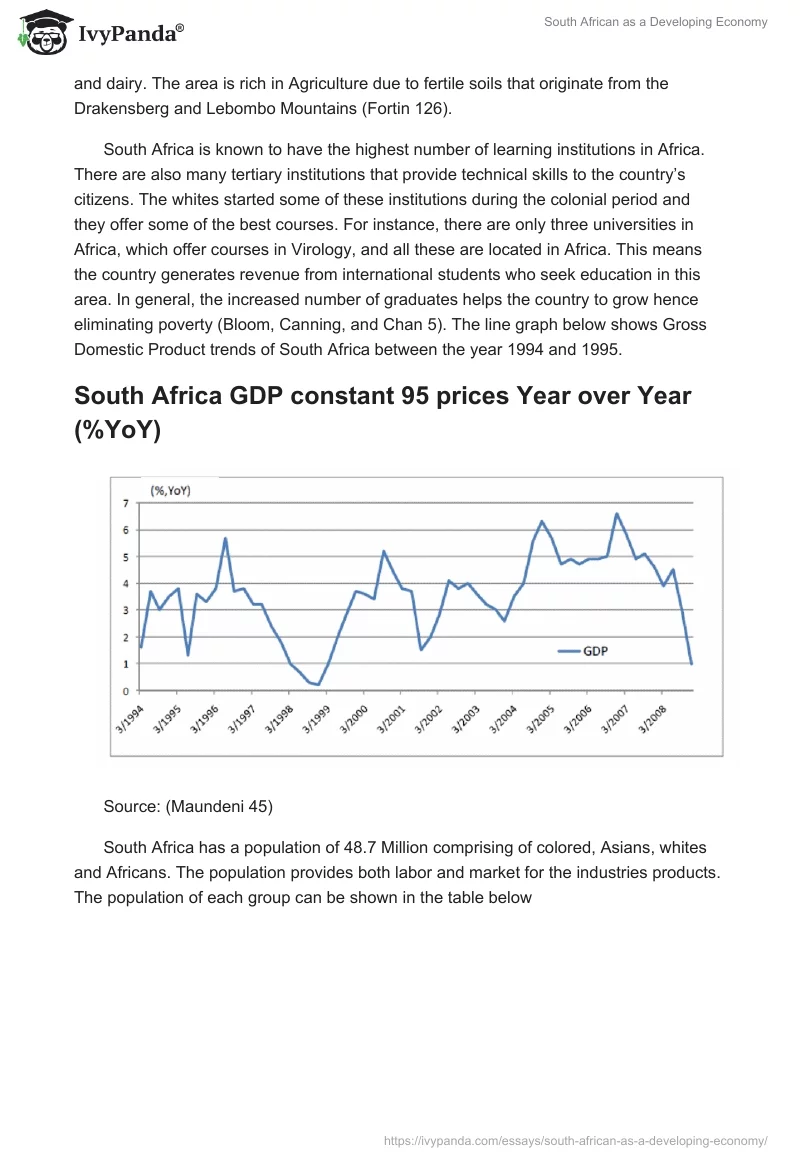 South African as a Developing Economy. Page 2