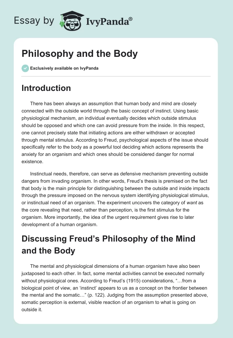 Philosophy and the Body. Page 1