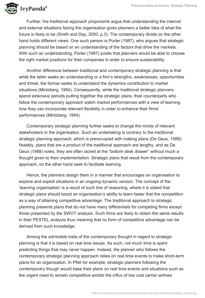 Polynesia National Airlines: Strategic Planning. Page 2