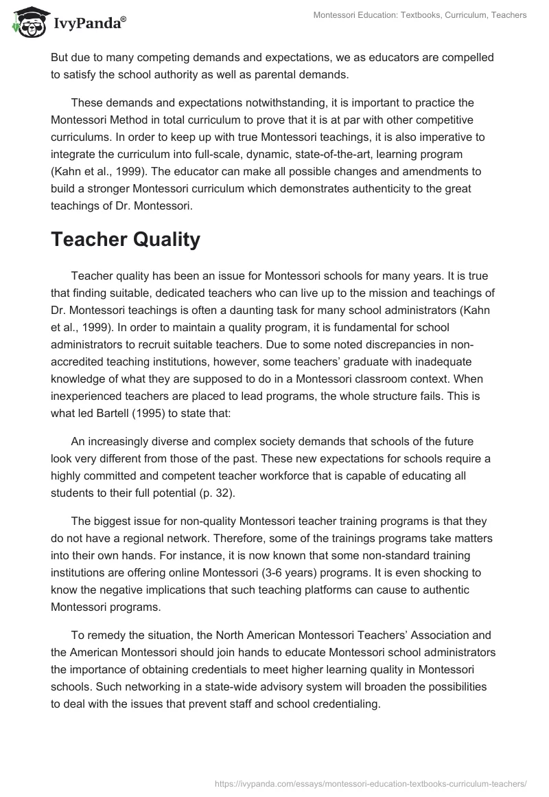Montessori Education: Textbooks, Curriculum, Teachers. Page 4