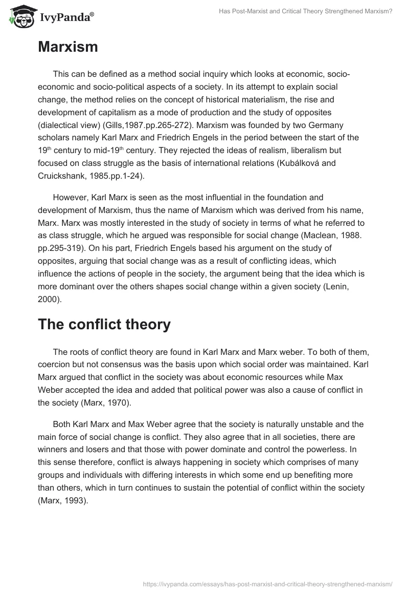 Has Post-Marxist and Critical Theory Strengthened Marxism?. Page 4