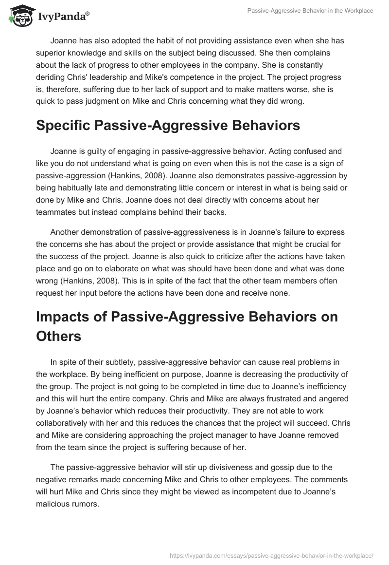 Passive-Aggressive Behavior in the Workplace. Page 2