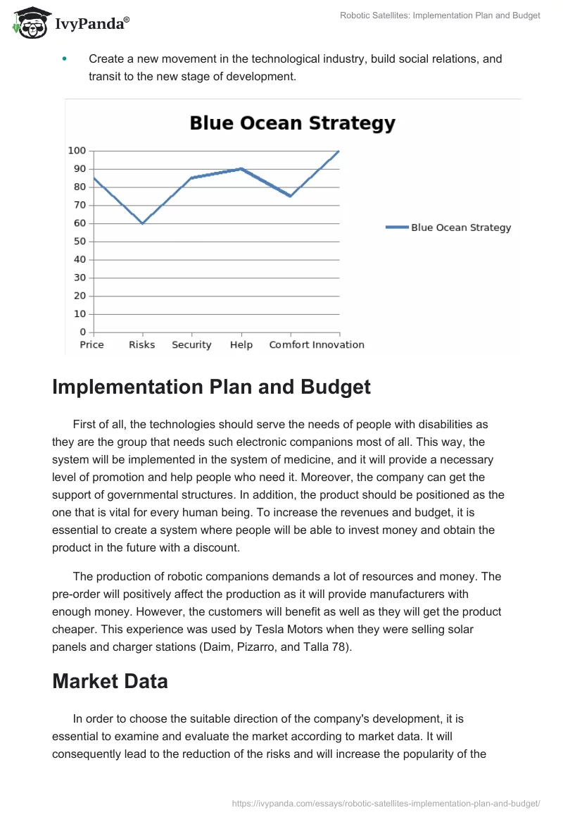 Robotic Satellites: Implementation Plan and Budget. Page 3