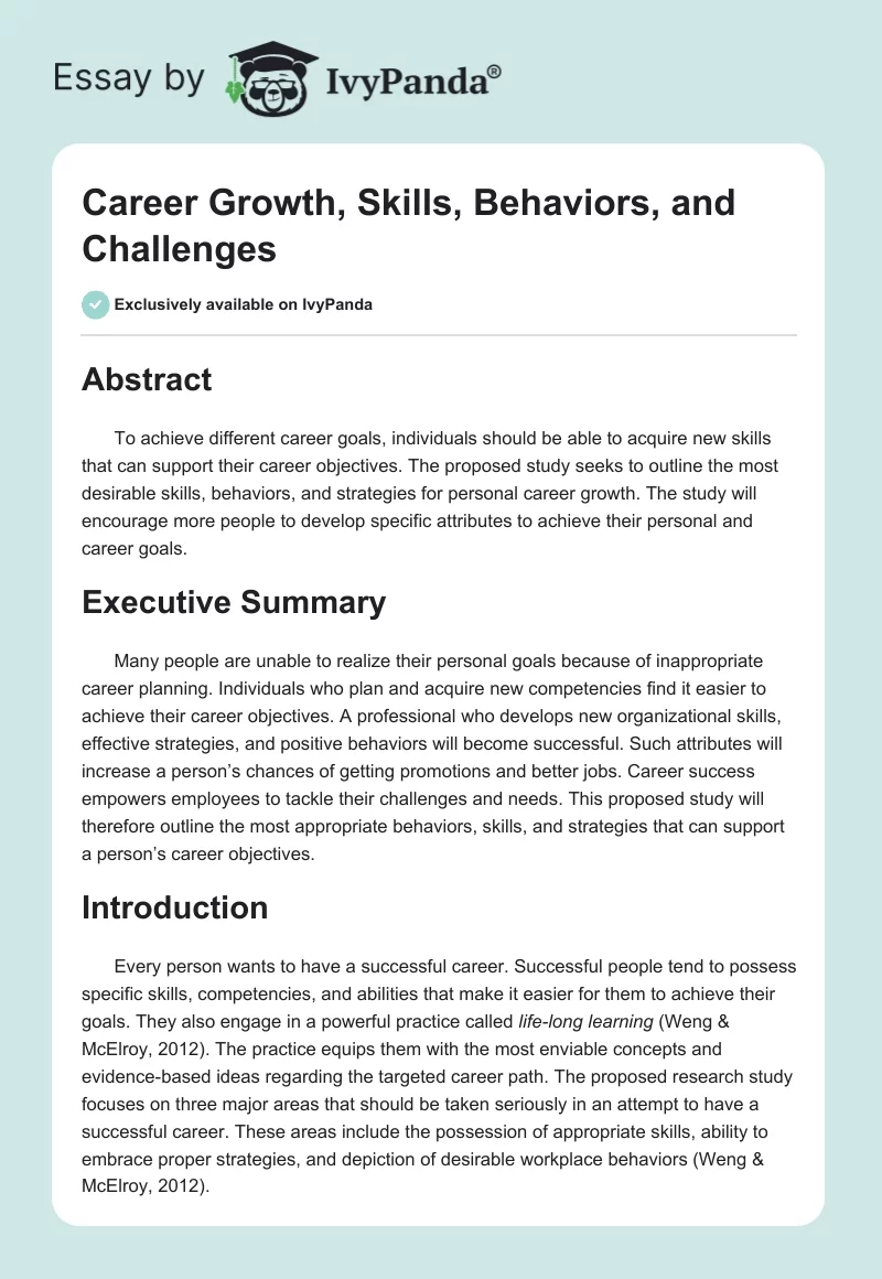 Career Growth, Skills, Behaviors, and Challenges. Page 1