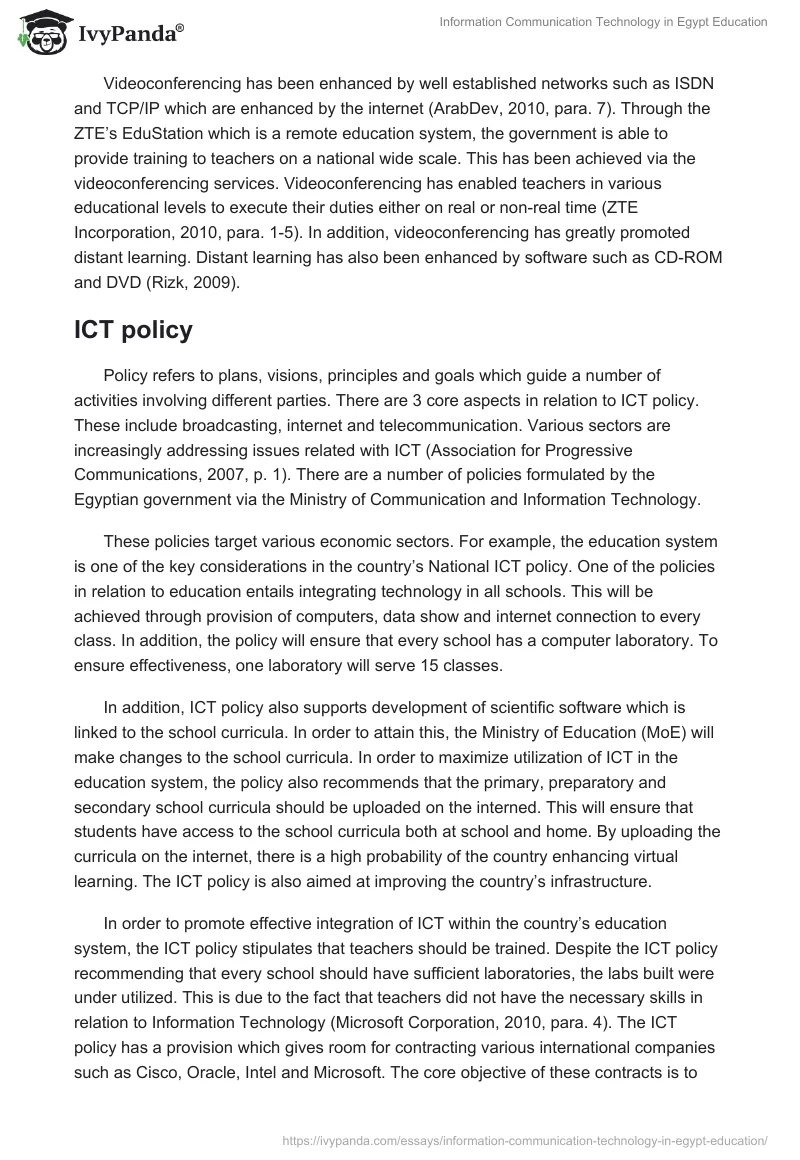 Information Communication Technology in Egypt Education. Page 3