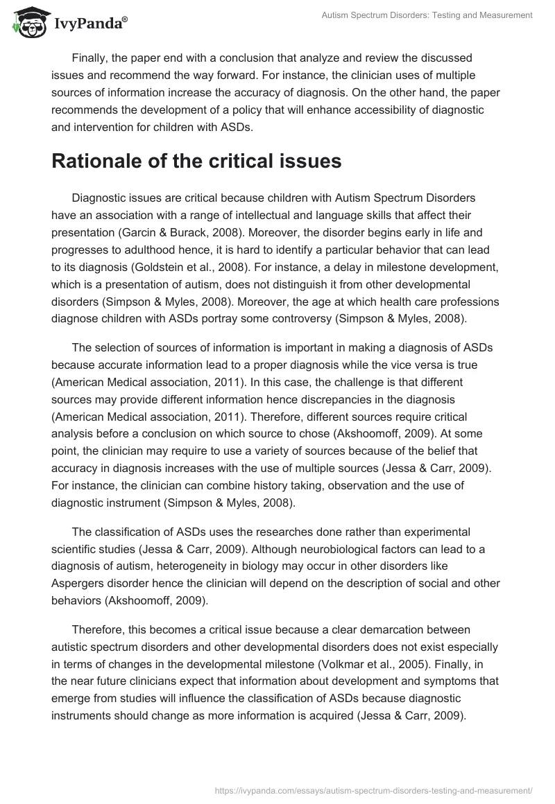 Autism Spectrum Disorders: Testing and Measurement. Page 2