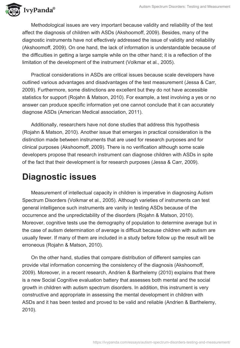 Autism Spectrum Disorders: Testing and Measurement. Page 3
