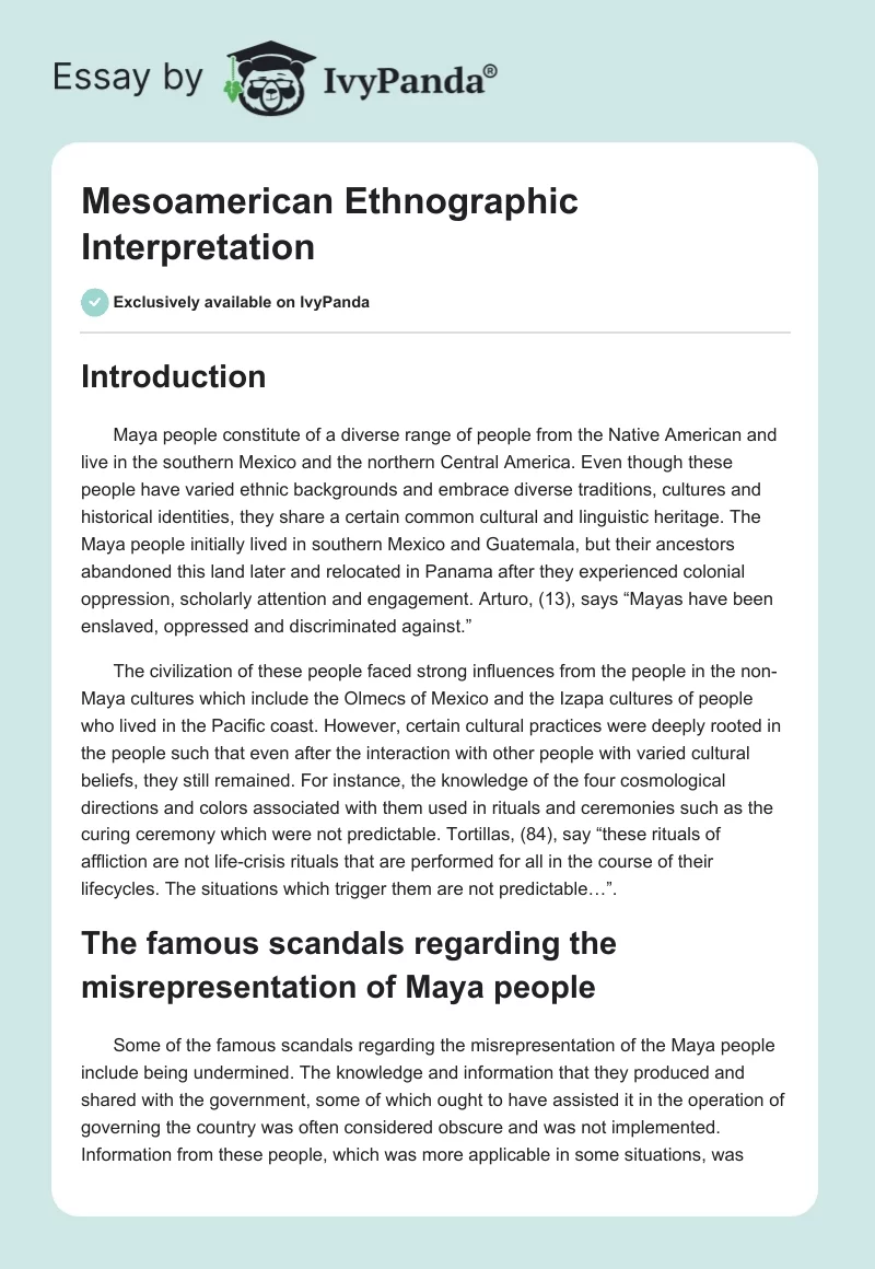 Mesoamerican Ethnographic Interpretation. Page 1