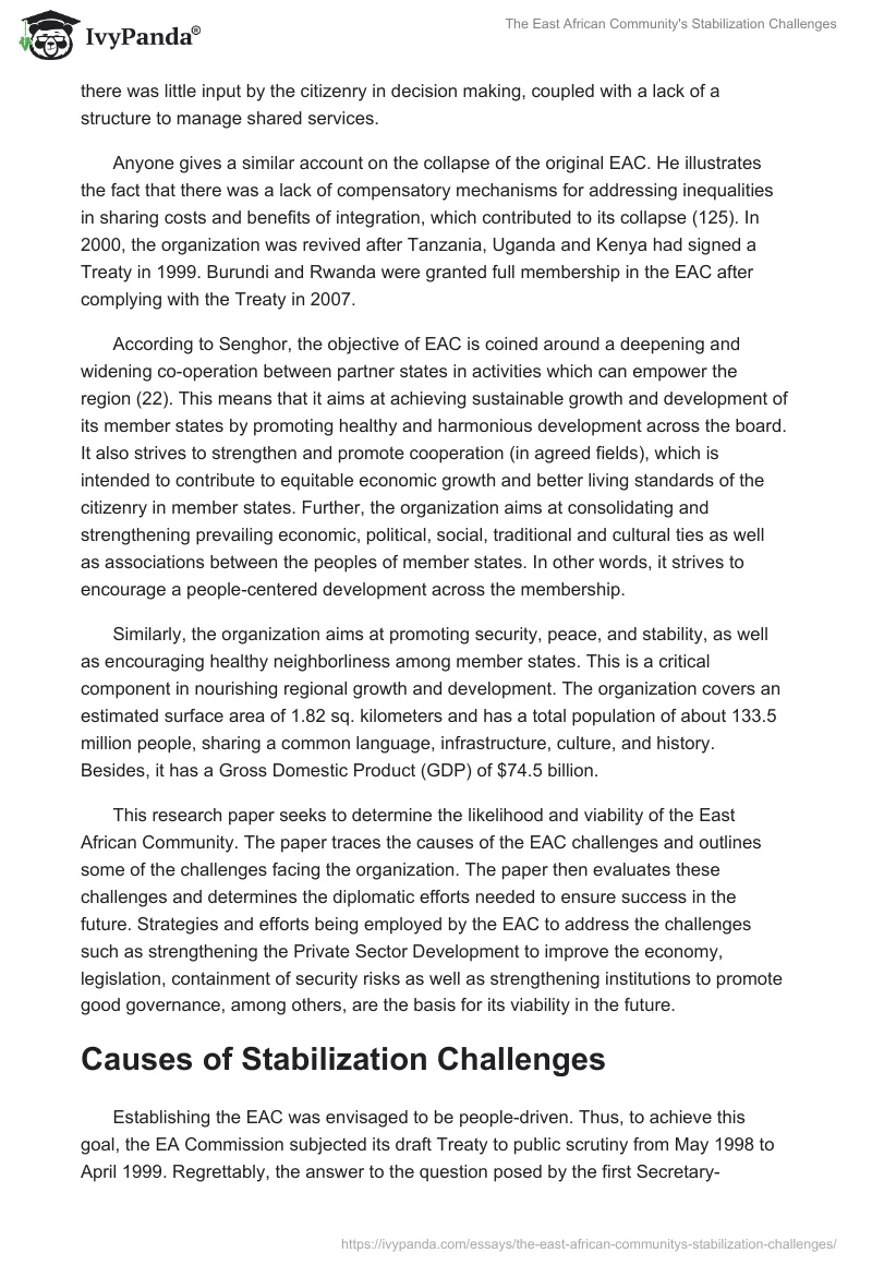 The East African Community's Stabilization Challenges. Page 2