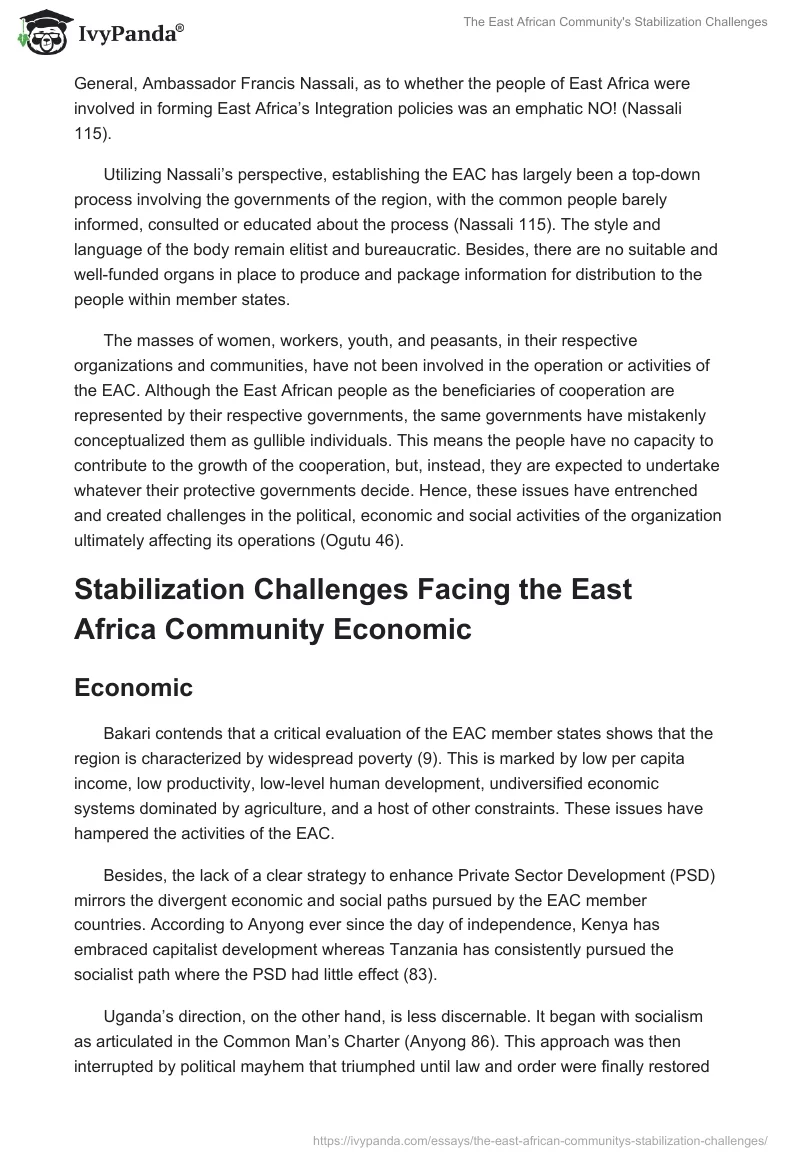 The East African Community's Stabilization Challenges. Page 3