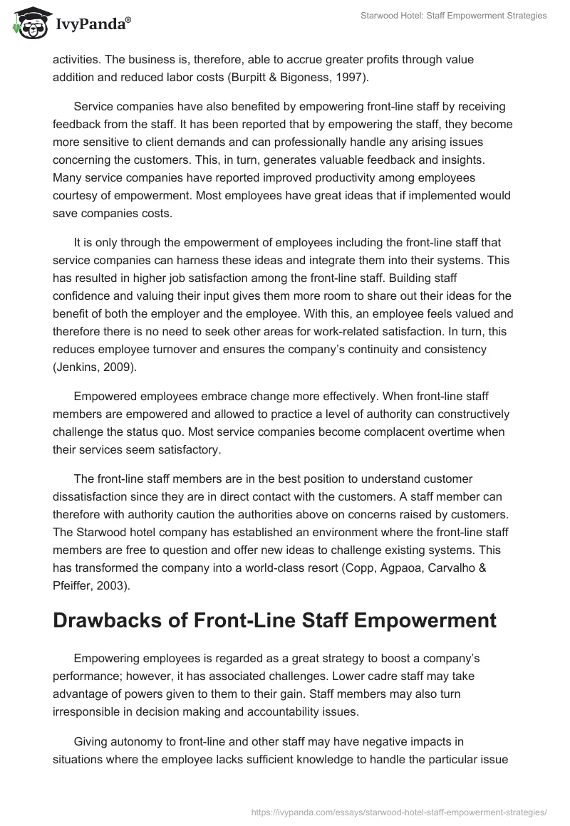 Starwood Hotel: Staff Empowerment Strategies. Page 4