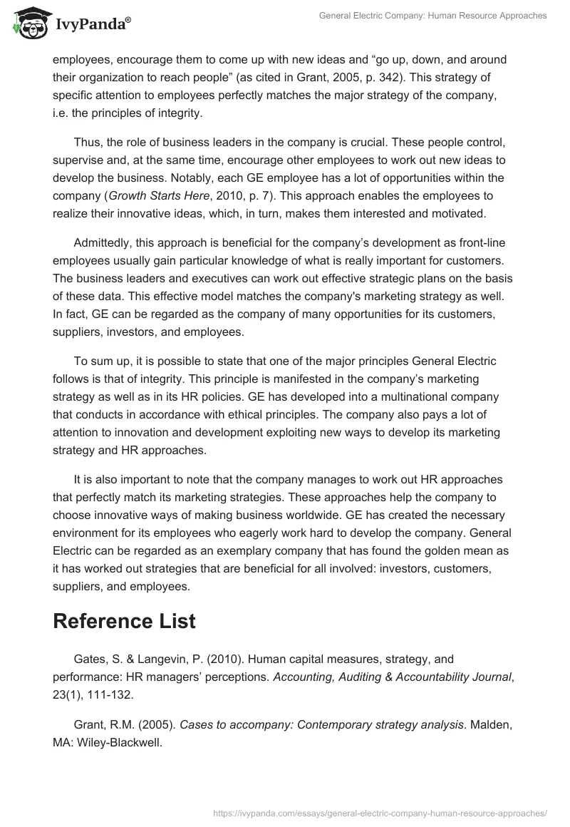 General Electric Company: Human Resource Approaches. Page 3