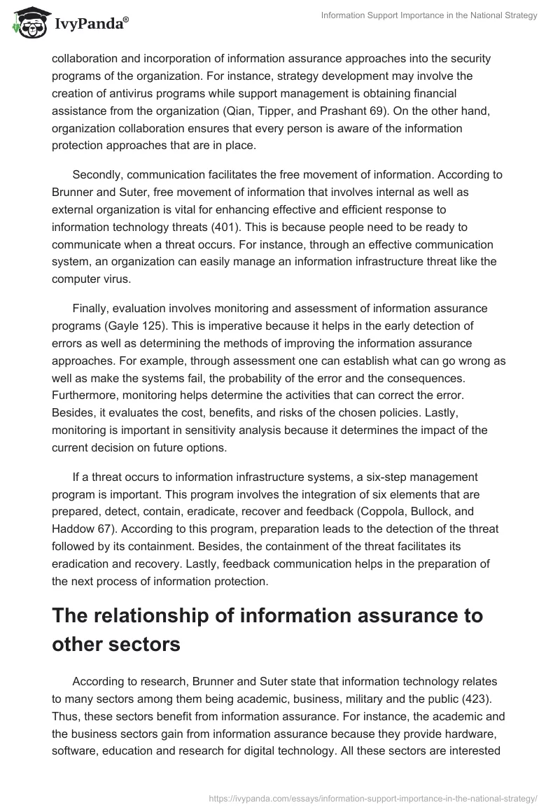 Information Support Importance in the National Strategy. Page 3