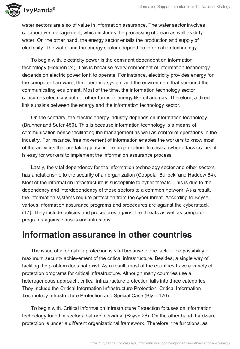 Information Support Importance in the National Strategy. Page 5