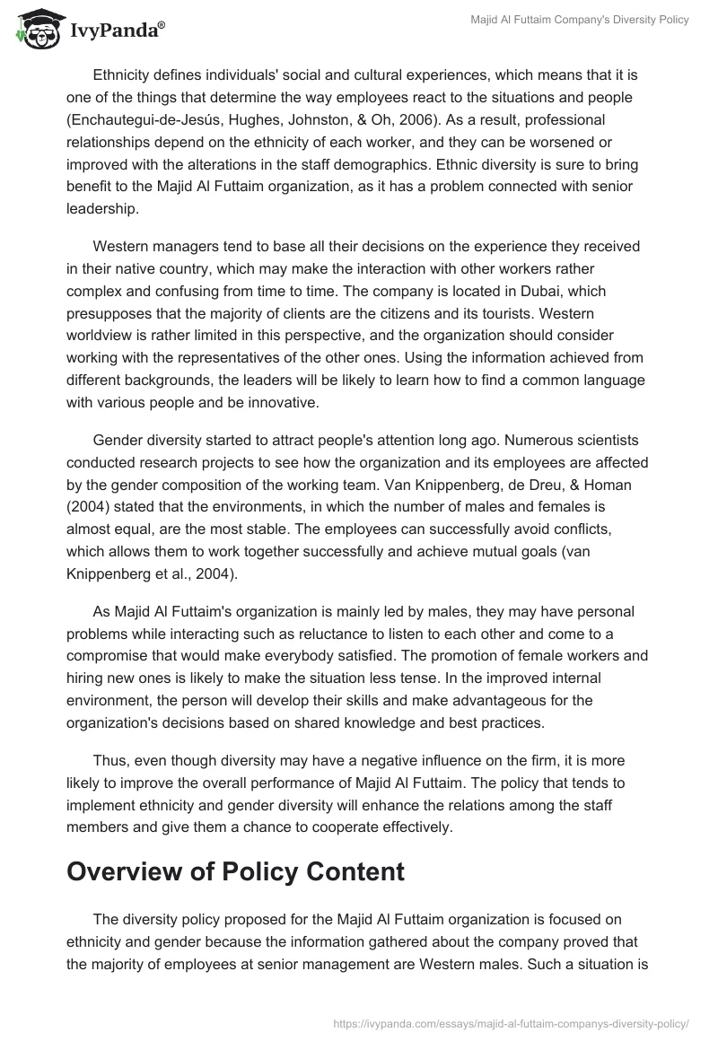 Majid Al Futtaim Company's Diversity Policy. Page 2