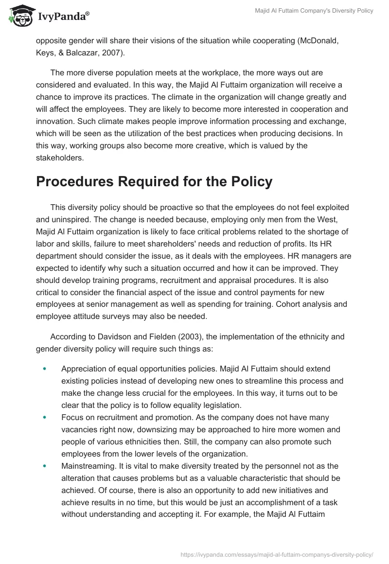 Majid Al Futtaim Company's Diversity Policy. Page 4